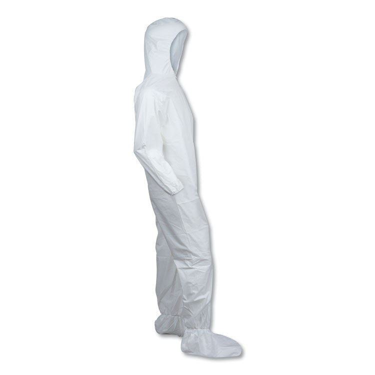 A30 Hood and Boots Splash/Particle Protection Coverall, 6X-Large, White, 21/Carton