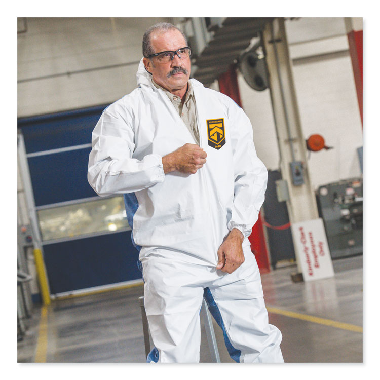 A40 Breathable Back Coveralls, 4X-Large, White/Blue, 25/Carton