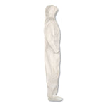 A80 Elastic-Cuff Hood and Boot Coveralls, Large, White, 12/Carton