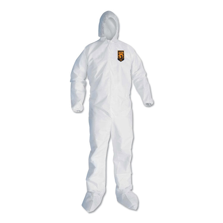 A30 Elastic Back and Cuff Hooded/Boots Coveralls, 2XL, White, 25/Carton