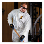 A80 Coveralls with Head/Foot Covering, Saranex 23-P/Cloth, 4X-Large, White, 10/Carton