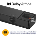 Westinghouse 3.1.2 Channel All-In-One Soundbar with Built in Subwoofer, Black (WS312AS)