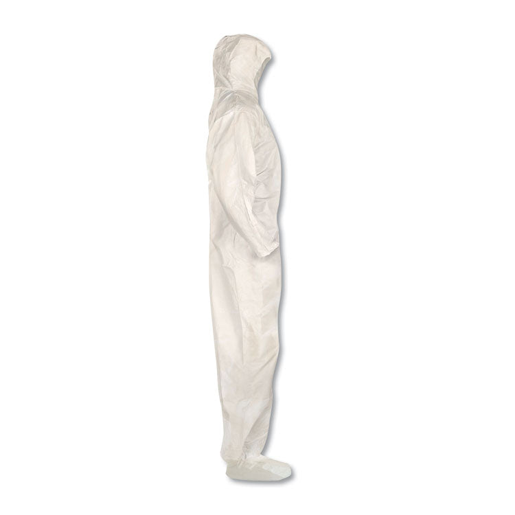 A80 Elastic-Cuff Hood and Boot Coveralls, X-Large, White, 12/Carton