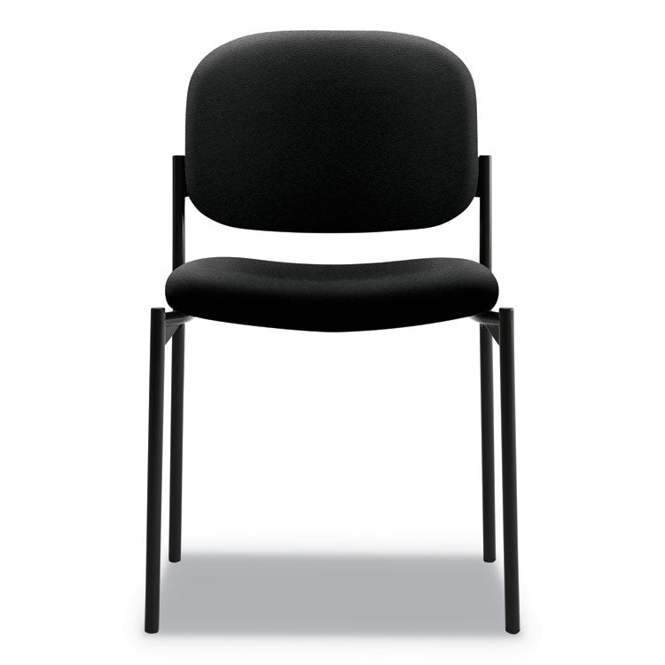 VL606 Stacking Guest Chair without Arms, Fabric Upholstery, 21.25" x 21" x 32.75", Black Seat, Black Back, Black Base