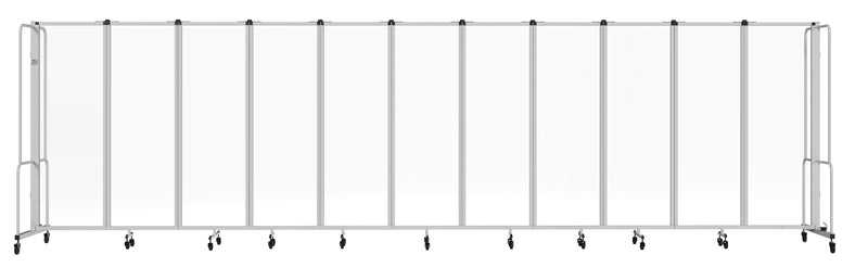 National Public Seating Robo Series 11-Panel Folding Mobile Room Divider, 72"H x 256"W, Clear Acrylic (RDG6-11CA)
