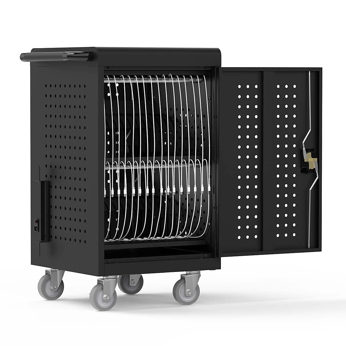 Luxor Lockable 30-Unit USB-C Secure Charging Cart, Black Powder-Coated Steel (CHMC002)