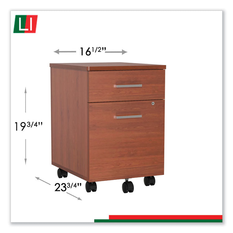 Trento Line Mobile Pedestal File, Left Or Right, 2-Drawers: Box/file, Legal/letter, Cherry, 16.5" X 19.75" X 23.63"
