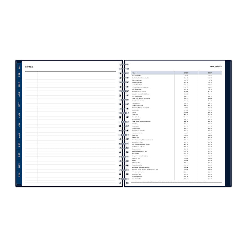 Planning Calendar BS Passages/Solid Navy PP 8x10 RY26 Monthly Safety Wirebound -