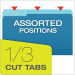 Pendaflex Recycled File Folder, 1/3-Cut Tab, Assorted, Legal Size, Blue, 100/Box (153 1/3 BLU)