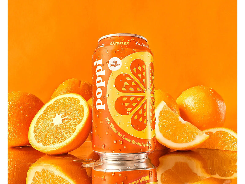 Poppi Prebiotic Orange Soda, 12 fl. oz., 12 Cans/Case (XNA71017)