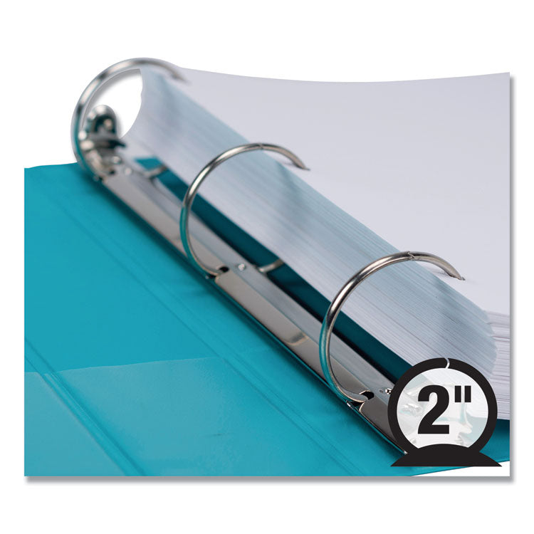 Earth's Choice Plant-Based Durable Fashion View Binder, 3 Rings, 2" Capacity, 11 x 8.5, Turquoise, 2/Pack
