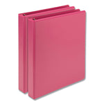 Earth's Choice Plant-Based Durable Fashion View Binder, 3 Rings, 1" Capacity, 11 x 8.5, Berry, 2/Pack