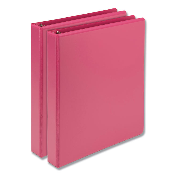 Earth's Choice Plant-Based Durable Fashion View Binder, 3 Rings, 1" Capacity, 11 x 8.5, Berry, 2/Pack