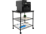 Mount-It! 3-Shelf Steel/Laminate Large Printer Cart with Wheels, Black (MI-7856)
