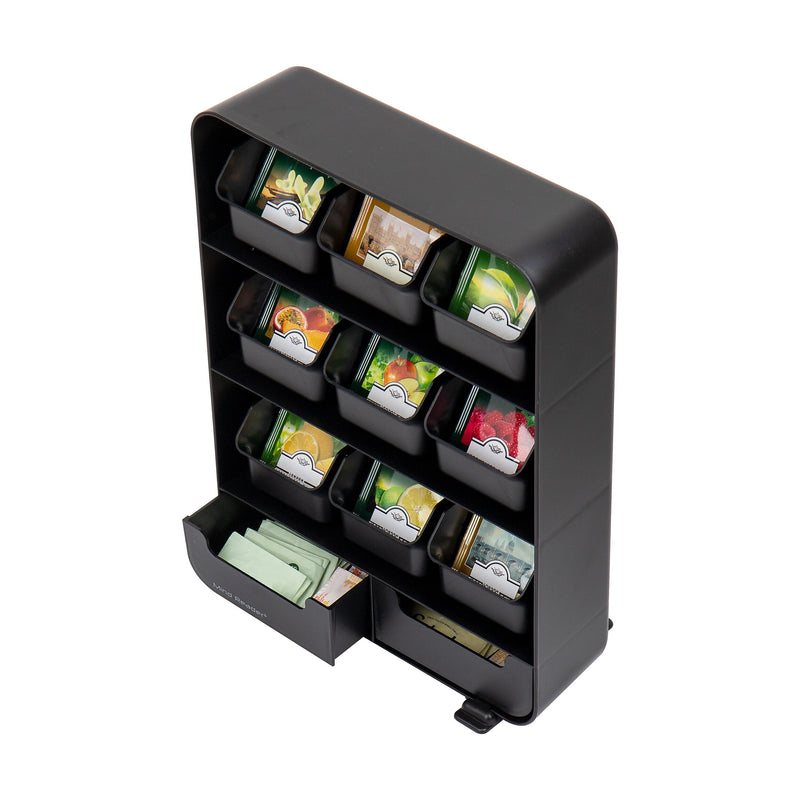 Mind Reader 11-Compartment Plastic Tea Bag Organizer, Black (TBORG-BLK)