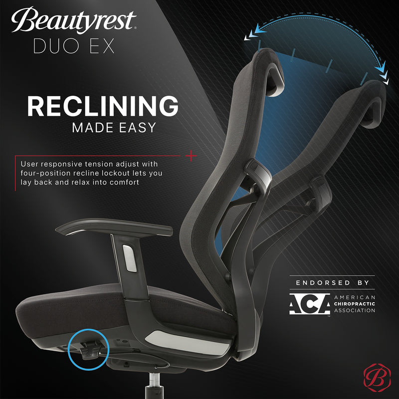 Beautyrest Duo-EX Ergonomic Mesh Swivel Task Chair, Black/Gray (60051GRY)
