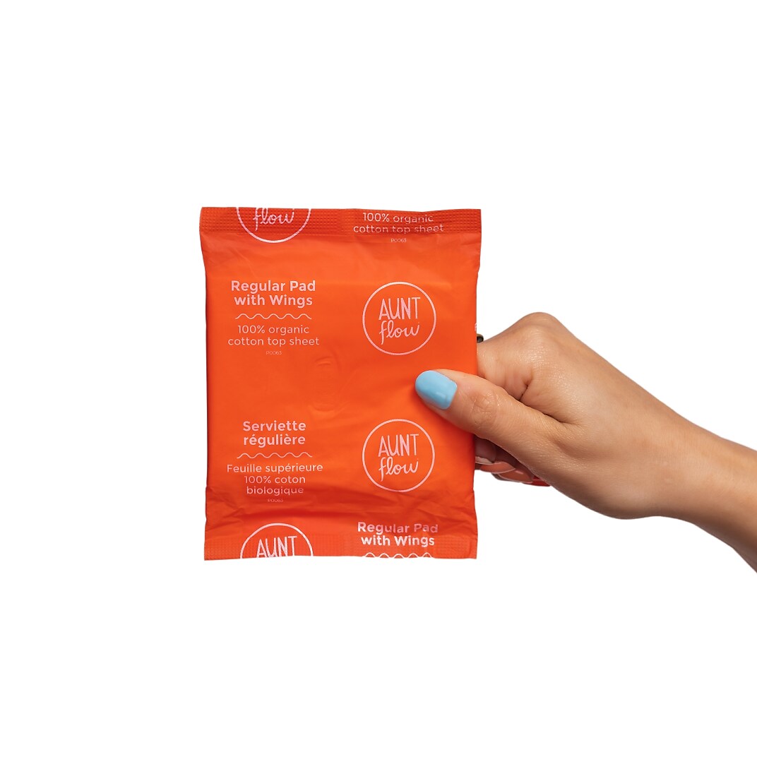 Aunt Flow Organic Pads with Wings, Regular, 500/Case (ATF00125)