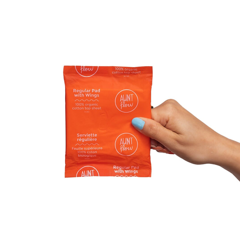 Aunt Flow Organic Pads with Wings, Regular, 500/Case (ATF00125)