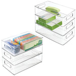 iDESIGN Stackable Plastic Storage Bin, 4" x 14.6"x 8", Clear, 6/Pack (29007M6)