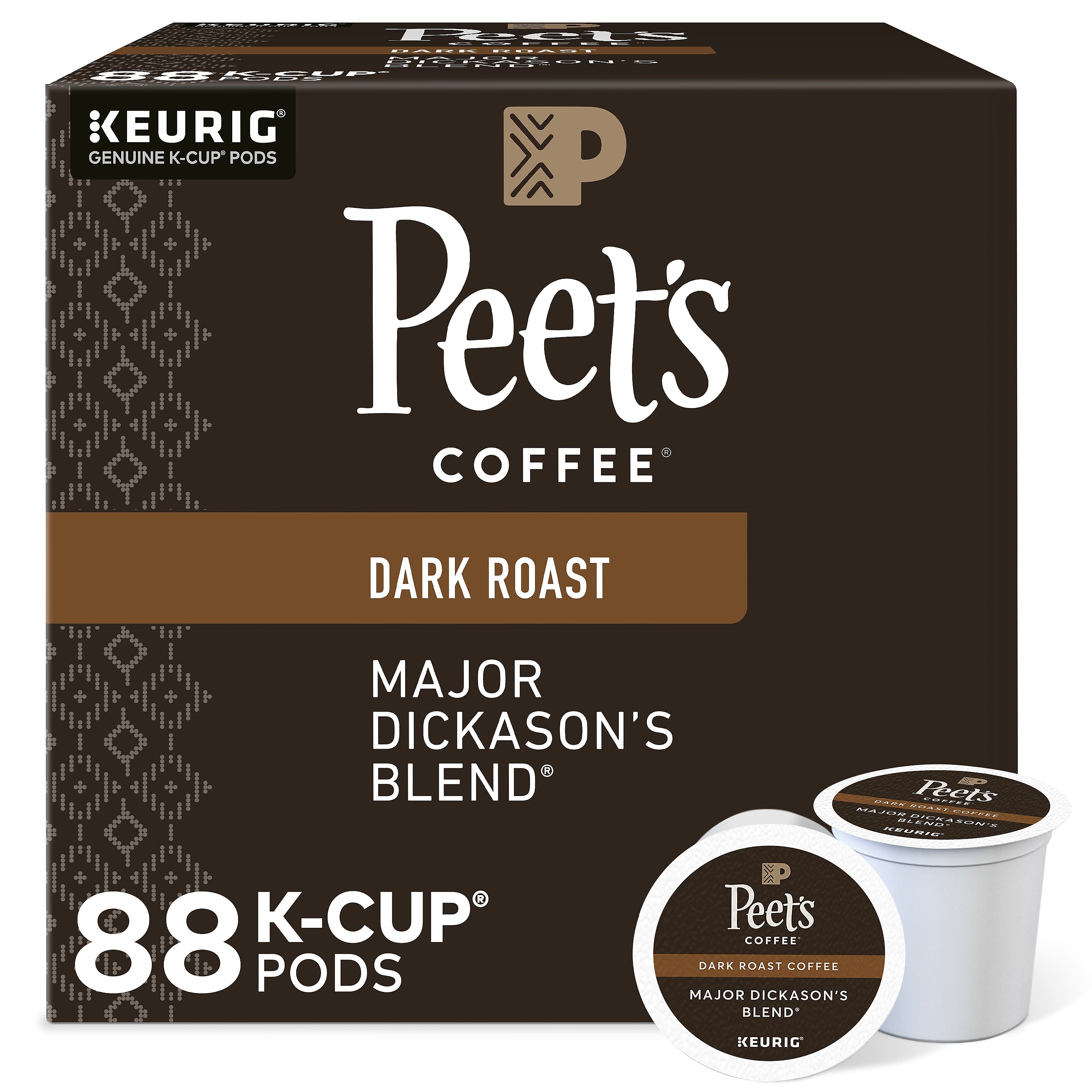 Peet's Coffee Major Dickason's Blend Coffee Keurig® K-Cup® Pods, Dark Roast, 88/Carton (65470)