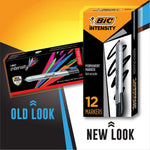BIC Intensity Retractable Permanent Markers, Fine Tip, Black, 12/Pack (PMR11BK)