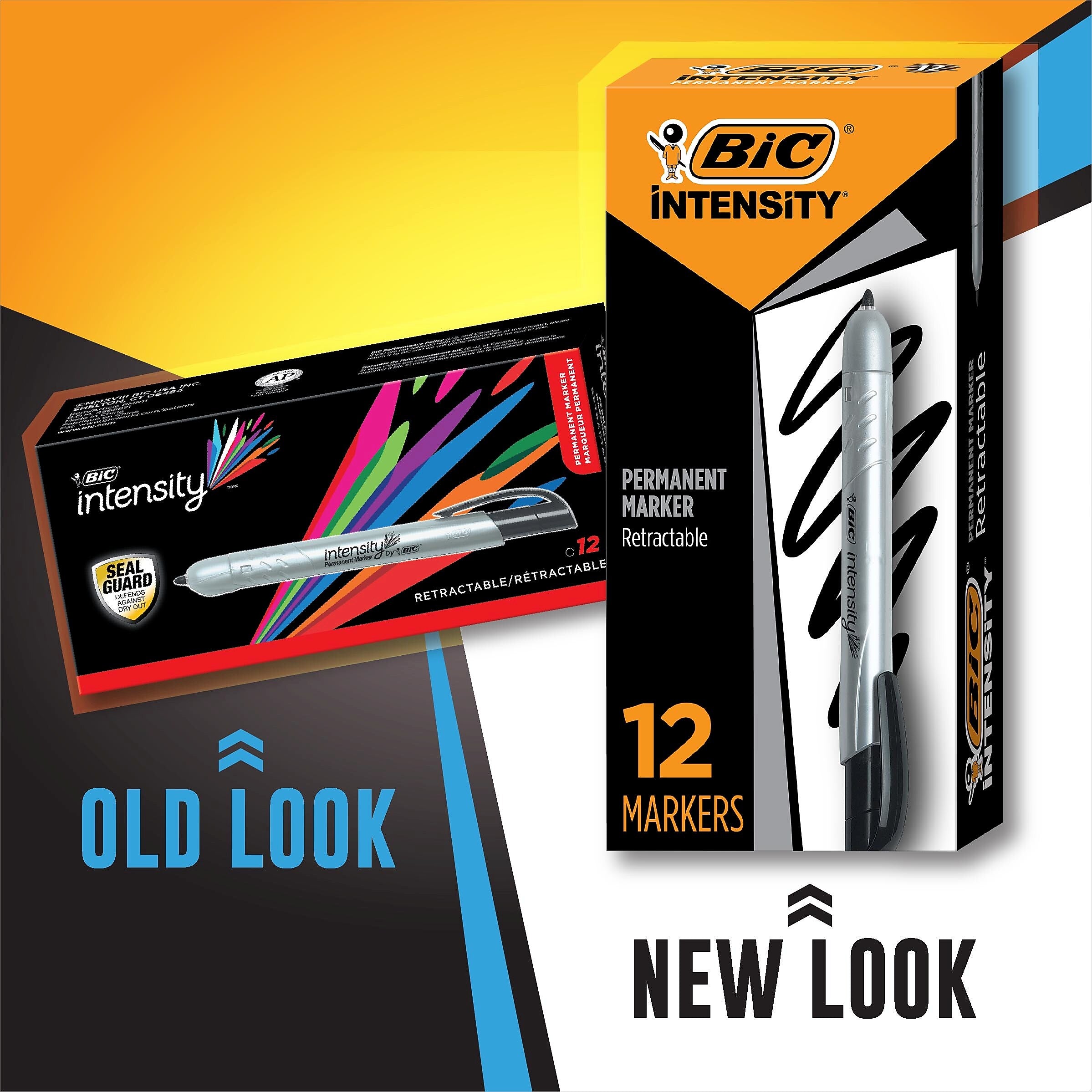 BIC Intensity Retractable Permanent Markers, Fine Tip, Black, 12/Pack (PMR11BK)