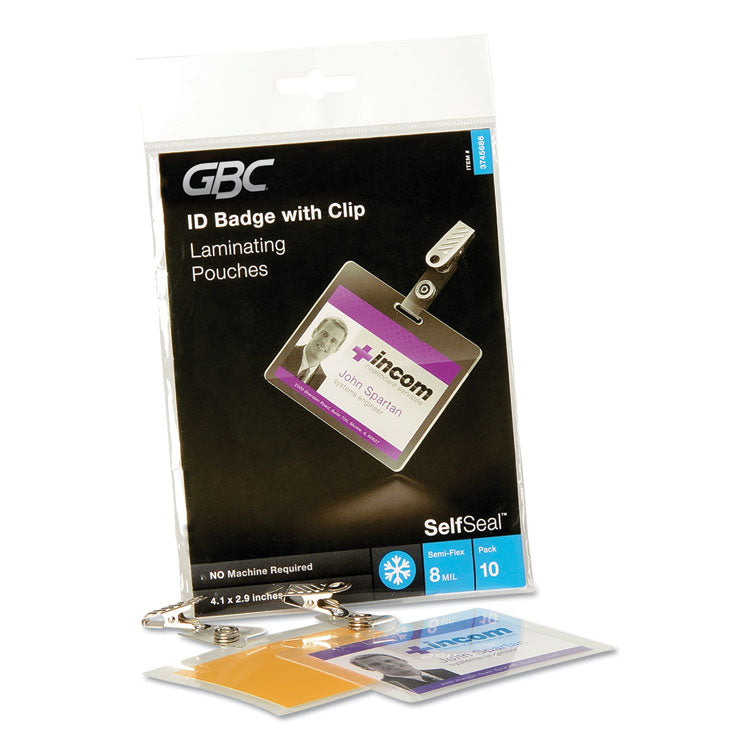 Selfseal Self-Adhesive Laminating Pouches And Single-Sided Sheets, 8 Mil, 4.13" X 2.94", Gloss Clear, 10/pack