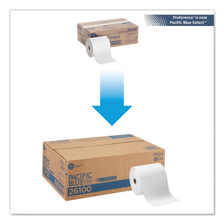 Pacific Blue Basic Nonperf Paper Towels, 1-Ply, 7.78 x 1,000 ft, White, 6 Rolls/Carton