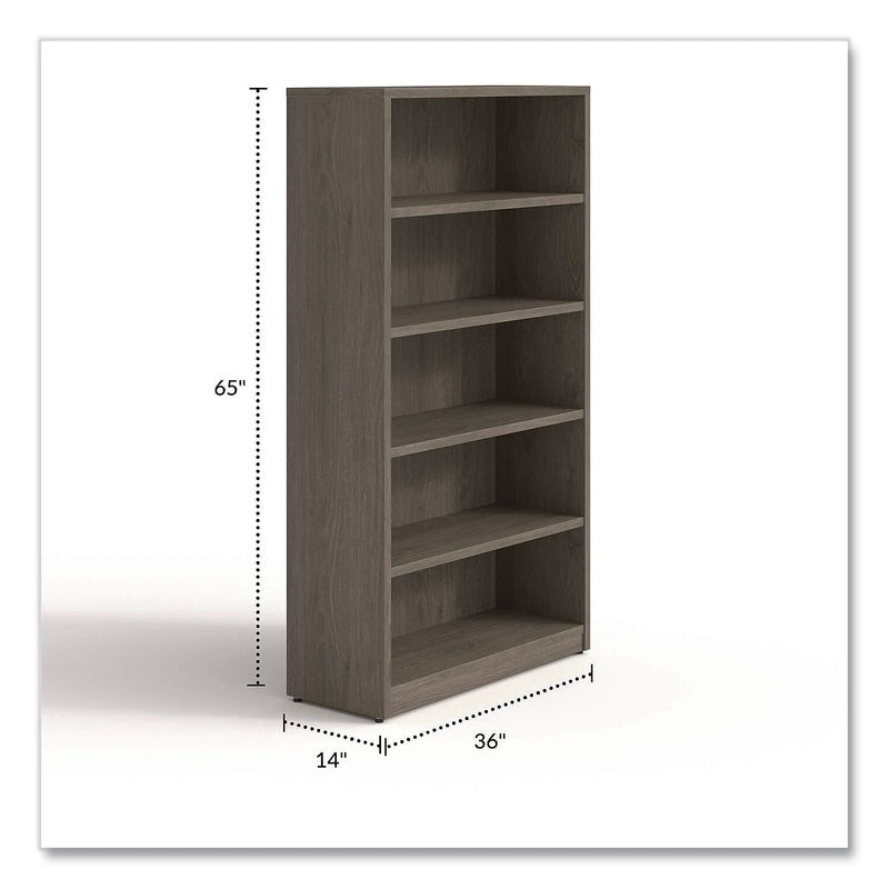 Alera Seville 65" 5-Shelf Bookcase with Adjustable Shelves, Walnut Melamine (AE1NNN-B36651 TOM)