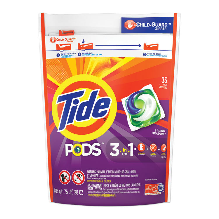 Pods, HE Compatible, Laundry Detergent, Spring Meadow, 35/Pack, 4 Packs/Carton