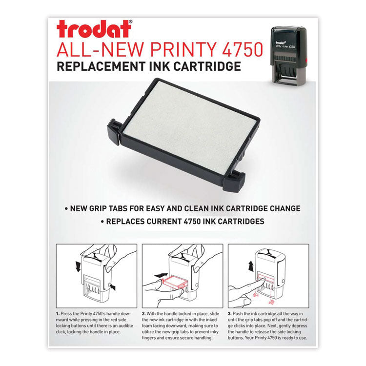 E4750 Printy Replacement Pad for Trodat Self-Inking Stamps, 1" x 1.63", Black