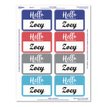 Flexible Adhesive Name Badge Labels, "hello", 3 3/8 X 2 1/3, Assorted, 120/pk