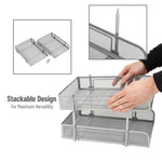 Mind Reader Metal Mesh Front Loading Stackable Letter Tray, Letter/Legal Size, Silver (CSTACK2-SIL)
