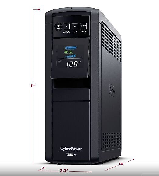 CyberPower PFC Sinewave Series 1350VA UPS, 10-Outlets, Black (CP1350PFCLCD)