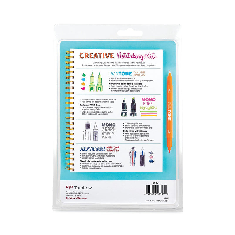 Tombow Creative Notetaking Pen Set, Assorted Points, Assorted Size Set, Assorted Ink, 9/Kit (TOM56301)