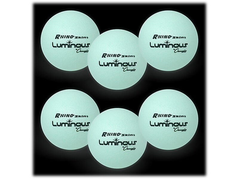 Champion Sports Rhino Skin Luminous 6.3" Dodgeball, White, 6/Set (RXLUMSET)