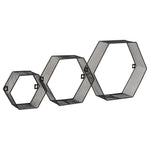 Mind Reader 3-Shelf Metal Honeycomb Hexagon Floating Shelves, Black, 3/Set (WALL3PC-BLK)