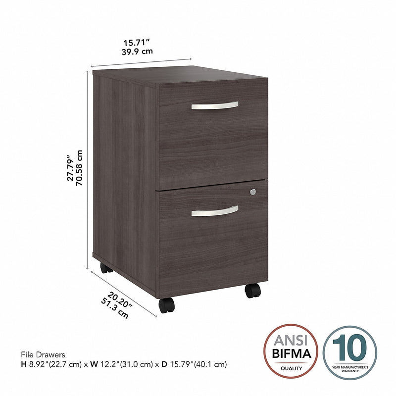 Bush Business Furniture Studio A 2-Drawer Mobile Vertical File Cabinet, Letter/Legal Size, Lockable, Storm Gray (SDF116SGSU-Z)