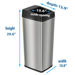 iTouchless Stainless Steel Sliding Lid Sensor Trash Can with AbsorbX Odor Control System, 14 Gal., Silver(IT14SC)