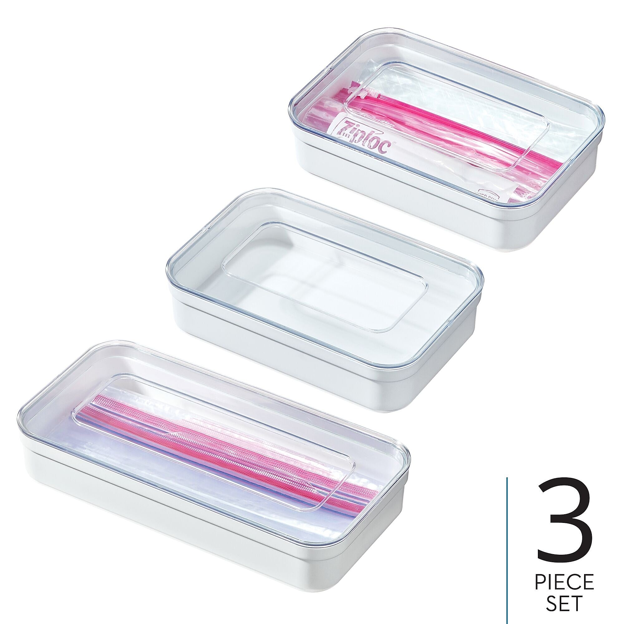 iDESIGN Storage Bag Dispenser, White/Clear, 2/Set (95614C3)