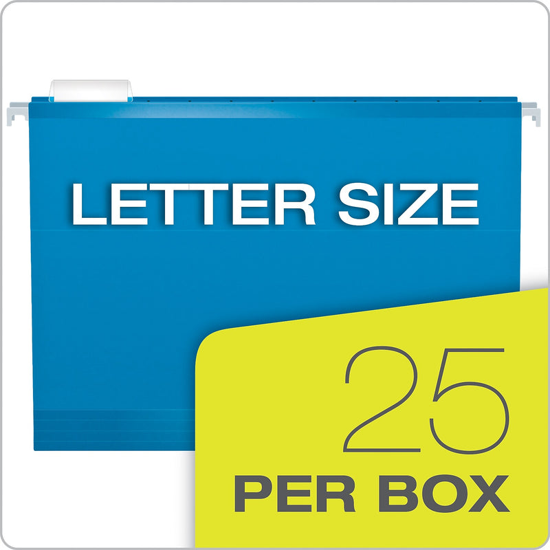 Pendaflex Reinforced Hanging File Folders, 1/5 Tab, Letter Size, Blue, 25/Box (04152 1/5 BLU)