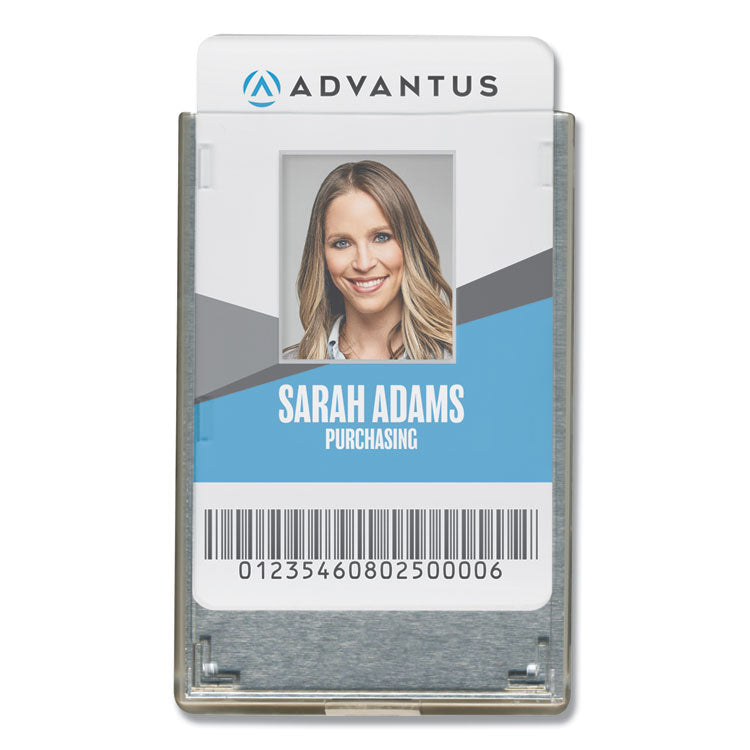 Rigid Two-Badge RFID Blocking Smart Card Holder, Horizontal/Vertical, Clear 3.68" x 2.38" Holder, 3.38" x 2.13" Insert, 20/PK