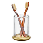 mDesign Glass Pencil Cup, Clear/Soft Brass (26030)