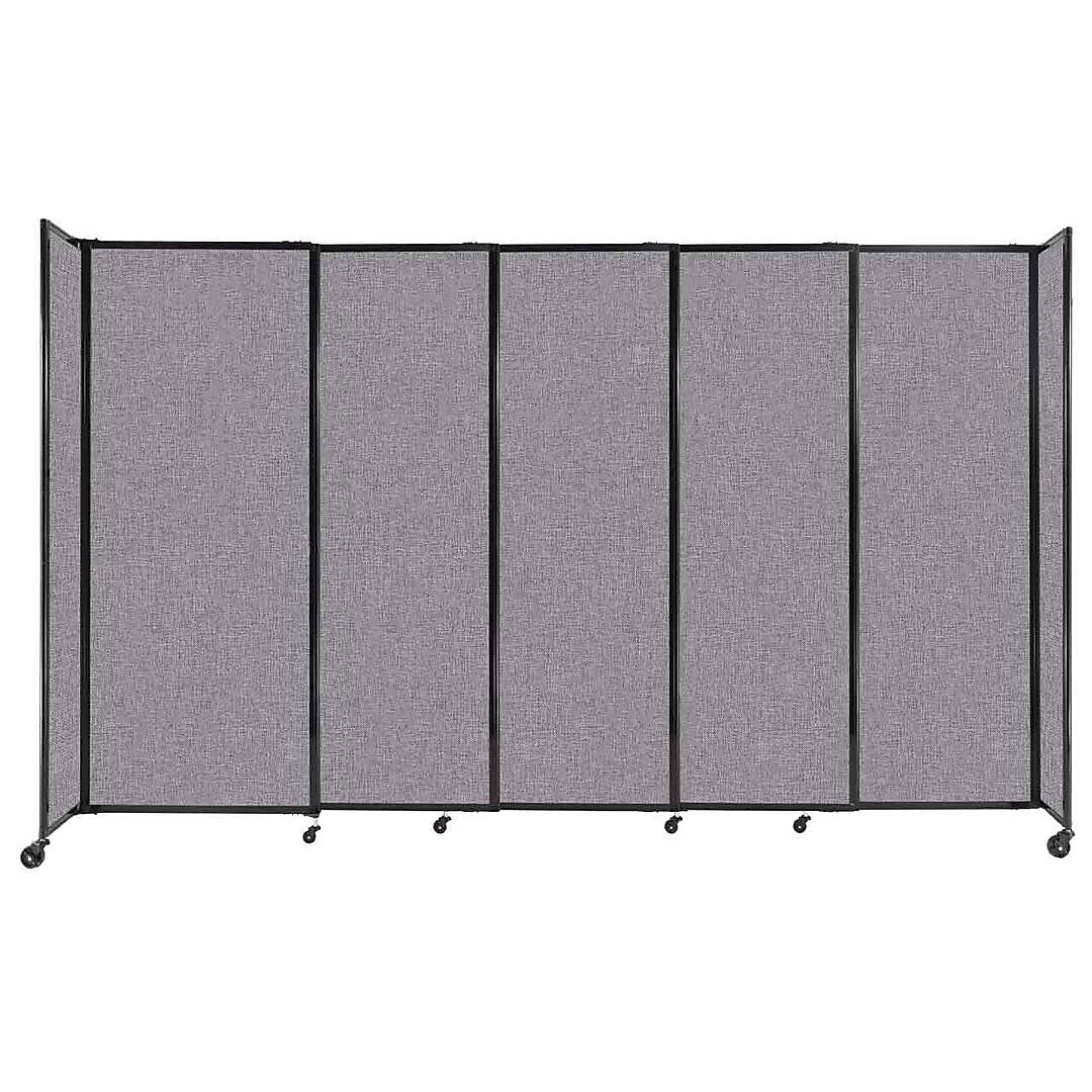 Versare ShieldWall Folding Mobile Room Divider, 82"H x 135"W, Cloud Gray Fabric (DS1911108-1)