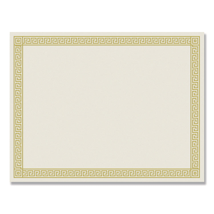 Foil Border Certificates, 8.5 X 11, Ivory/gold With Channel Gold Border, 12/pack