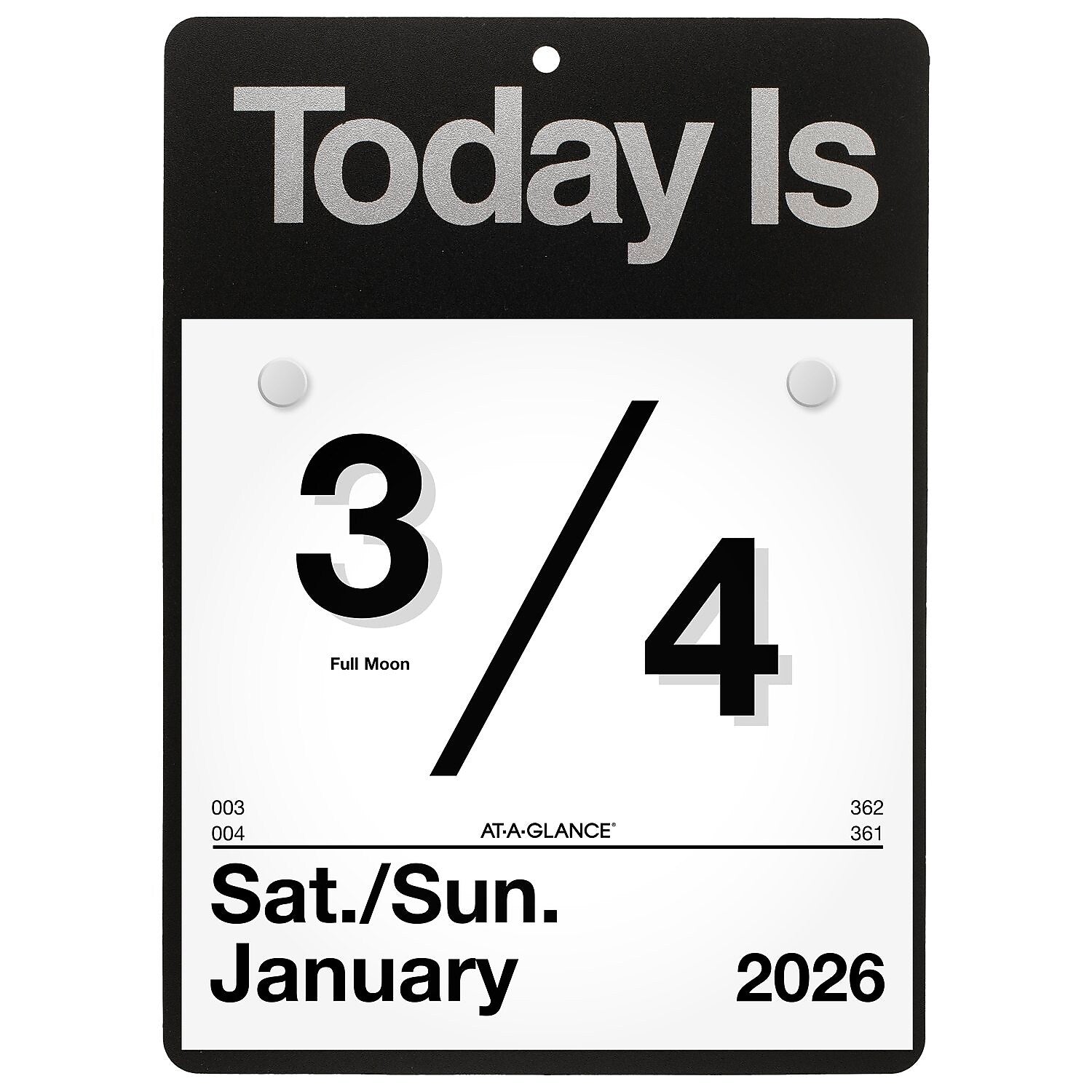 2026 AT-A-GLANCE Today Is 6.63" x 9.13" Daily Wall Calendar, White/Black (K1-00-26)