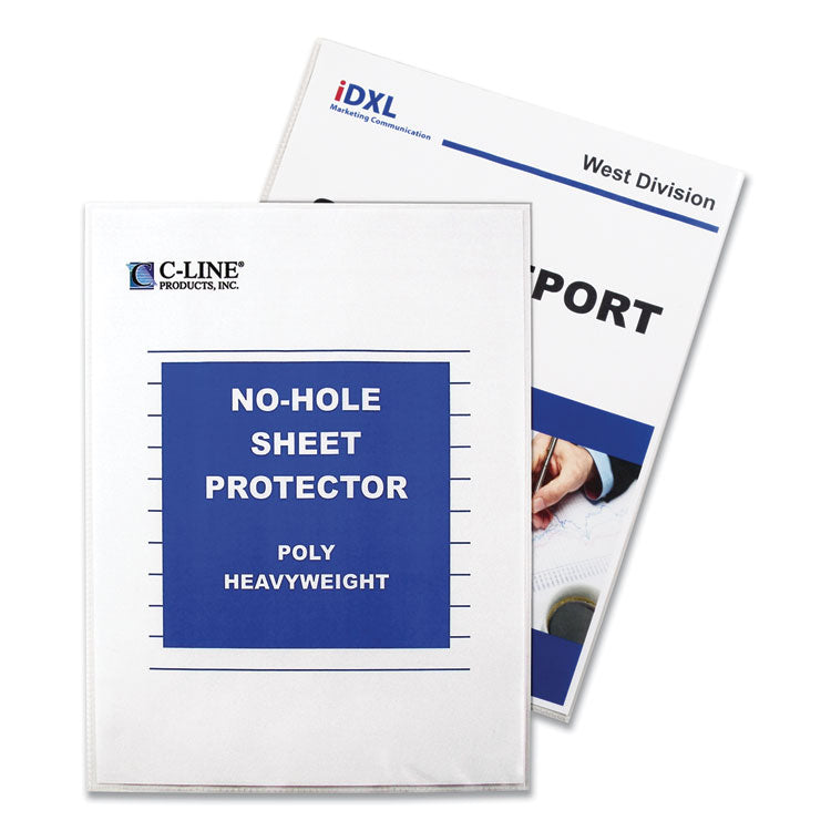 No-Hole Polypropylene Sheet Protectors, Heavy-Duty, Unpunched, Top Load 8.5 x 11 Insert, Clear Front, 25/Box