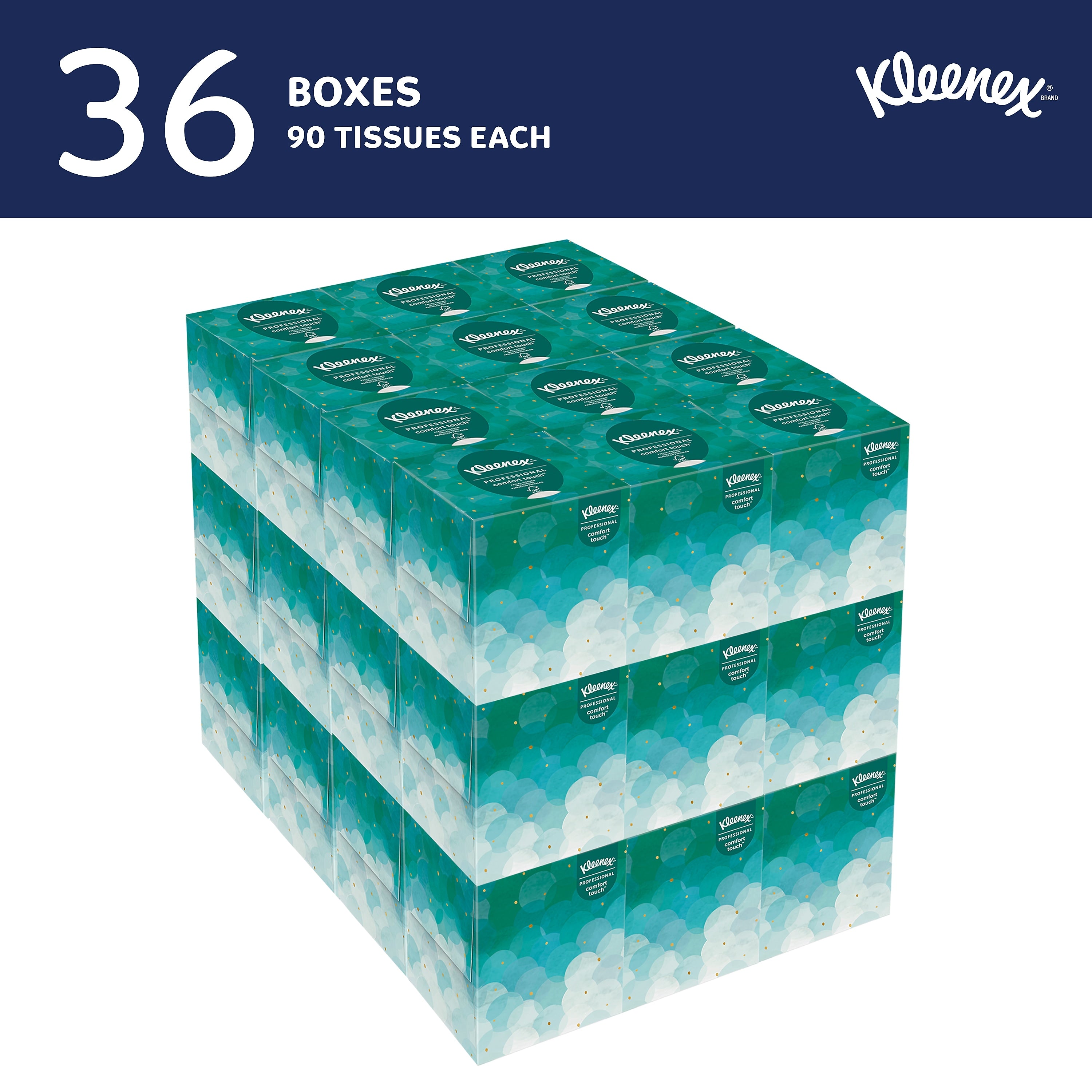 Kleenex Professional Cube Facial Tissue, 2-ply, White, 90 Sheets/Box, 36 Boxes/Carton (21271)