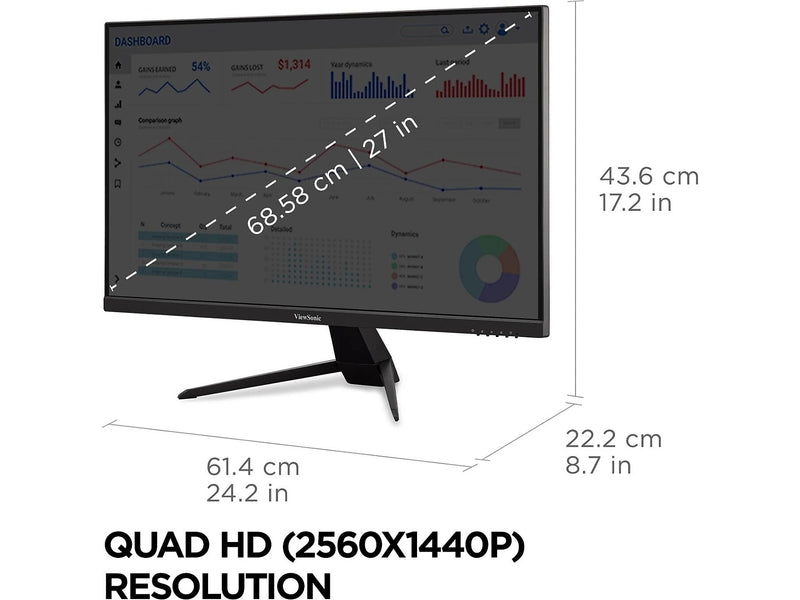 ViewSonic Thin-Bezel 27" 75Hz LED Monitor, Black (VX2767U-2K)