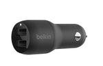 Belkin BOOST CHARGE Dual USB-A Car Charger 24W Black (CCB001BTBK)